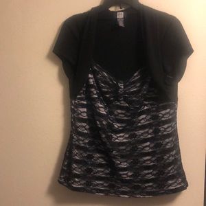 Sexy black & white lace top.